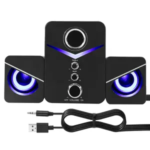 Dazone Computer Speakers, USB-Powered Desktop Speakers with Multimedia Speaker System, RGB Light, 3.5mm Aux-in Connection, for PC, Laptop, Tablets