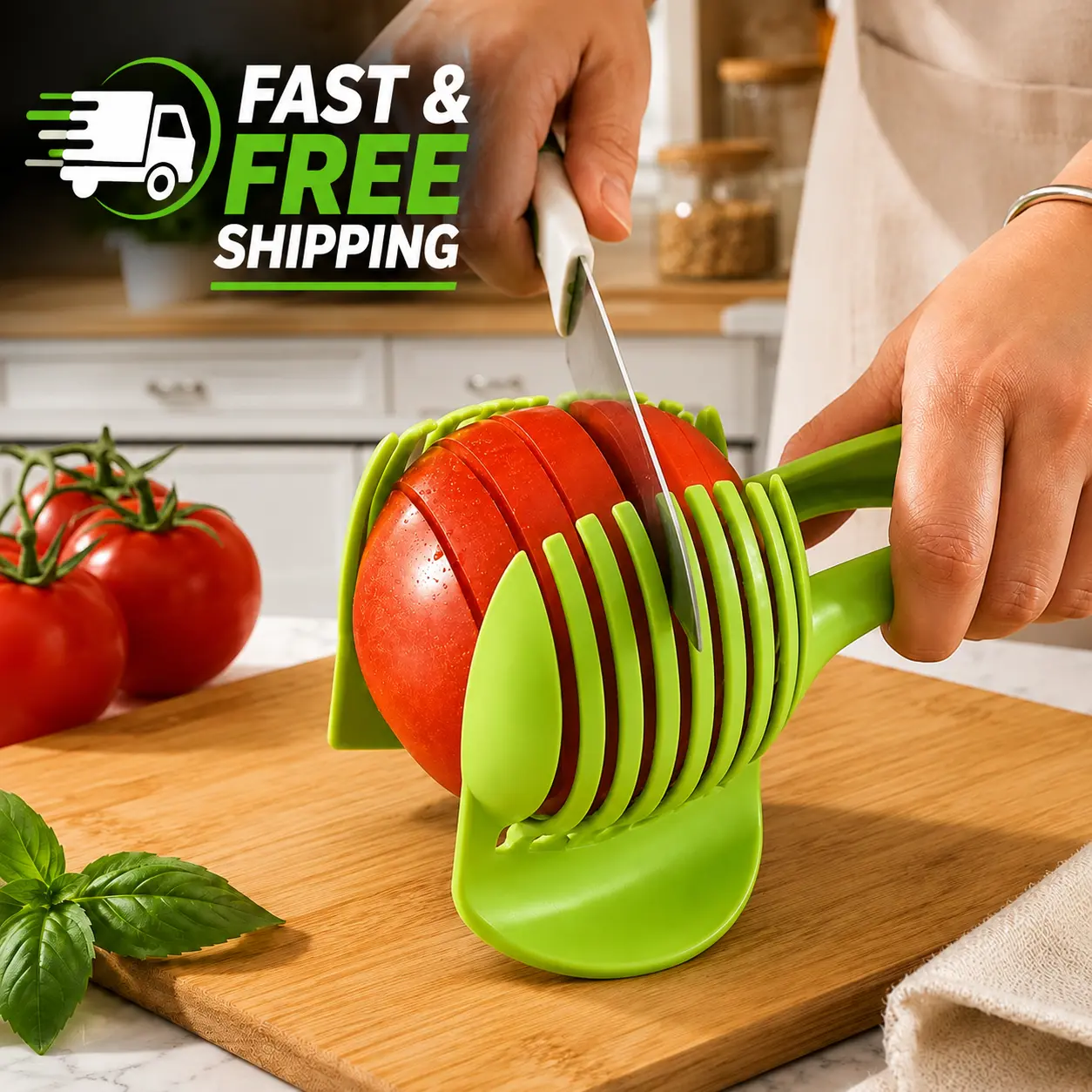 Veggie Slicer Holder & Cutting Guide - Smooth Food Grip Kitchen Fruit Utensil, Fruit Vegetable Cutter Utensils for Tomatoes, Onions, Eggs, Easy Hold Accessory for Even Cuts by Sohochic, Food Prep, Vegetable Cutting Slicer, Utensil Holder