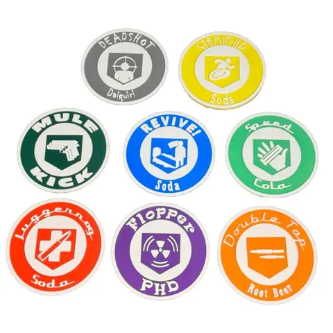Zombies Duty Call of Coasters Perks - 3D Printed Colorful Drink Coasters with Fun Zombie Design 3 7/8" Diameter 1/8" Thick Collectible for Fans of Classic Video Game Tableware Aesthetic Set Cover New Cork Backing Gift