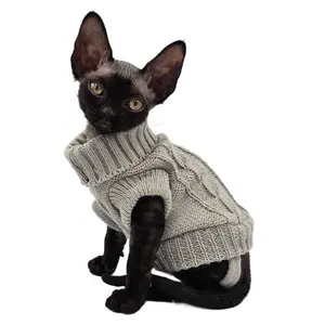 YokoKat Turtleneck Cat Sweater in Gray for Cats, Kittens, and Small Dogs