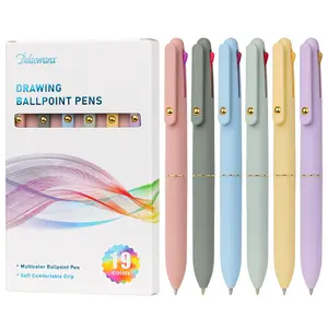 Ddaowanx Multicolor Pens 6 Pack,4-in-1 0.5mm Colored Ballpoint Pen,Retractable Multicolor Ink Pen,Nurse Accessories for Work,School Supplies,Gifts for Teen Girls (Morandi)