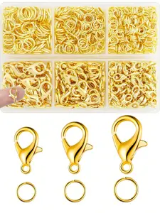 900PCS  Lobster Claw Clasps and Jump Rings Set - Gold Jewelry Clasps for Necklace, Bracelet, Keychains, and DIY Jewelry Making Supplies, Beading Accessories, Jewelry Making Kit