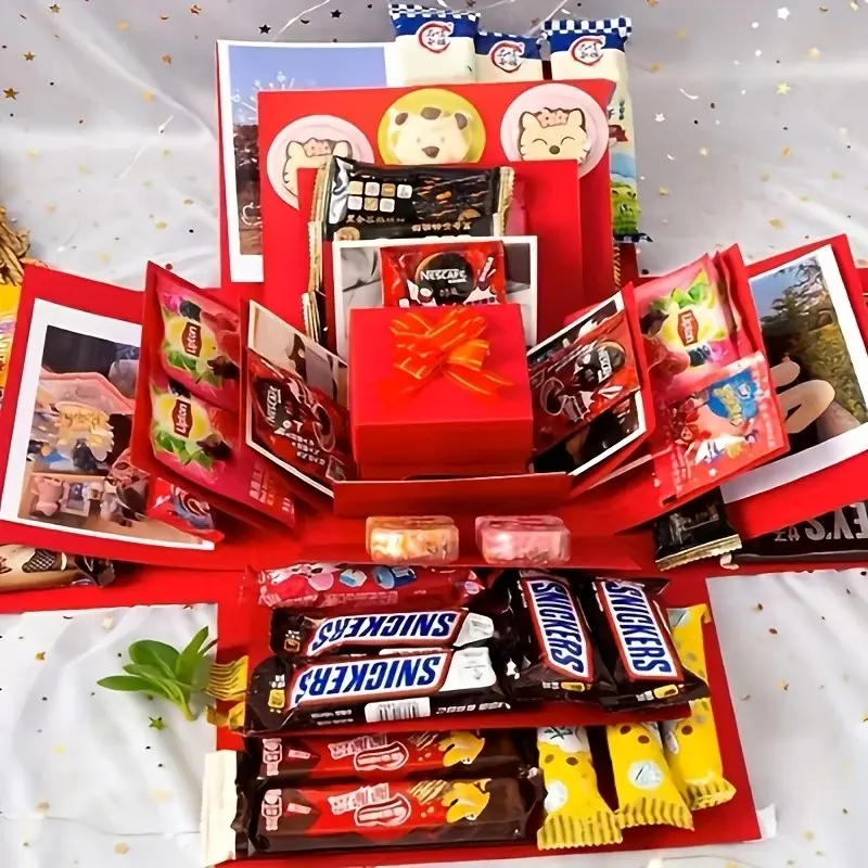 Surprise Birthday Gift Box, Explosion Candy Wedding Surprise Box, Perfect for Birthdays, Anniversaries, Valentine's Day, Weddings, Snack Boxes, Snacks Boxes