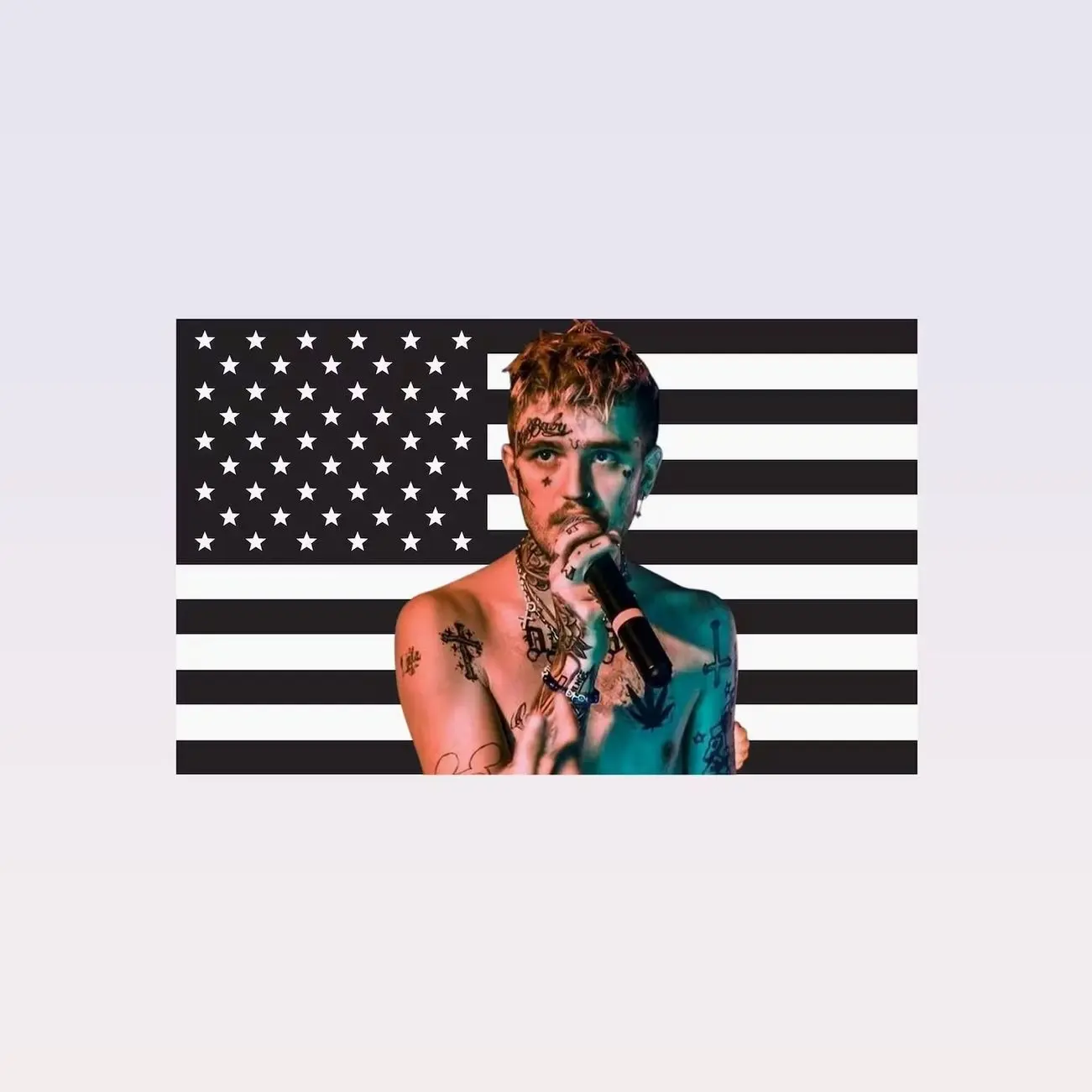 Lil Peep Black American Flag Tapestry – Emo Rap Wall Art | Aesthetic Black Flag | Alternative Music Decor | Artist Room Gift