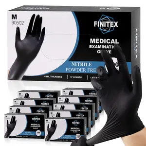 FINITEX 6Mil Nitrile Cleaning Gloves, Black Disposable Medical Exam for Kitchen Household Cook Dish Washing Garden Heavy-duty Hair Dyeing Beauty Salon Tattoo Home Decoration Gardening Farming Mechanics Automotive Tool,Spring MothersDay Holiday Love Gifts