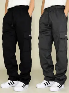 man Mid Rise three colors Cargo Sweatpants Joggers Comfy Soft Pocket Pants for Daily Wear, Wide sweatpants