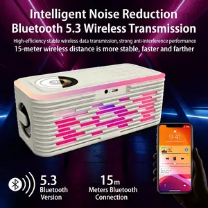 Wireless Speaker with Wireless Charging, White Noise Sound Machine, Multifunctional Desktop Speaker with USB Port & AUX Input, Adjustable Ambient Light Modes – Gift for Christmas, Halloween, Valentine’s Day, Mother’s Day, Back to School