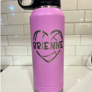 Volleyball Heart Personalized Water Bottle - Valentine's Day Tumbler Reusable Portable Ideal for Water and Beverage Gift