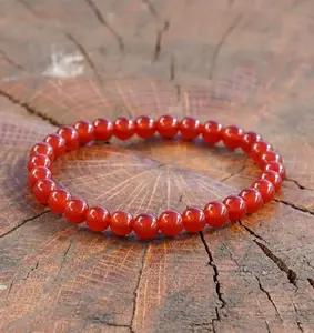 Natural Carnelian Red Agate 5mm Round Beaded Handmade Bracelet Protection Gemstone Crystal Stretch Men Women Yoga Bracelet Gift