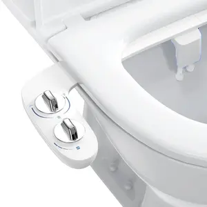 Non-Electric Bidet Toilet Seat Attachment Complete Kit - Stainless Steel Self-Cleaning Dual Nozzle, Adjustable Water Pressure, Rear Wash, Feminine Wash (White), Bidet Attachment