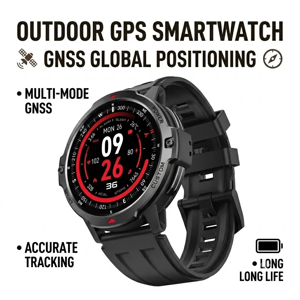 LEADOYS C31 GPS Smartwatch - Wearable Wireless Bluetooth Monitor Device for Outdoor Sports & Swimming, 2ATM Waterproof, Accurate Fitness Tracking, 100+ Sports Modes, Unisex Wristwatch