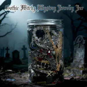 Gothic Witch Jewelry Jar | Witch, Punk & Victorian with Gothic Ring, Necklaces, Earrings, Bracelets, Gift set, Antique Halloween Aesthetic Box, Gift for Her, Dark Aesthetic Collection Box