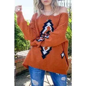 Curvy Aztec Printed Sweater