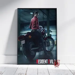 Resident Evil 2 Poster | Claire Redfield Wall Art | Unframed Canvas Print | Gift Game Poster