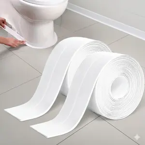 Self-Adhesive PVC Waterproof Caulk Tape for Kitchen Bathroom Sink Bathtub Gaps Seal, Anti-Mold Waterproof Wall Strip, Stove Countertop Anti-Leak Guard, Easy Cut Peel & Stick No Drilling Needed