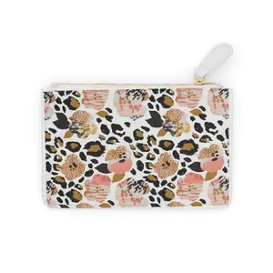 Leopard Floral Mini Clutch Bag — Pink & Gold Wristlet