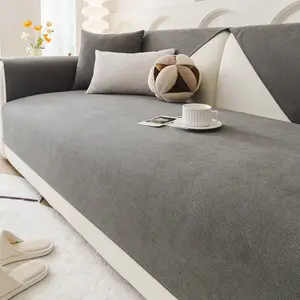 chenille waterproof sofa cushion, Sofa Protector, Soft Sofa Protector, Elastic Sofa Slipcover, suitable for all seasons, with a French cream style, anti-slip and cat scratch resistant, machine washable, for home decoration