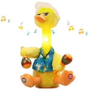 Dancing Talking Duck Toy Repeats What You Say, Electric Dancing Cactus Singing Funny Stuffed Animal