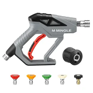 M MINGLE High Pressure Washer Gun with M22 14mm Adapter, Compatible with Kärcher K2, K3, K4, K5, K6, K7 Hoses, Jet Wash Gun Kit for Car Cleaning, 5 Quick Connect Spray Nozzle Tips, 4000 PSI, Car Wash Sprayer, Car Wash Equipment, Car Wash Accessories