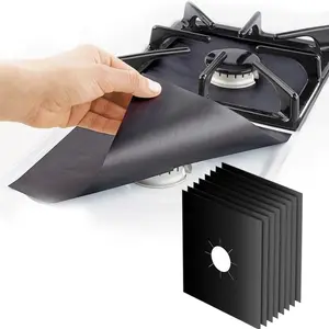 4pcs Reusable Foil Burner Covers for Gas Stoves Range Burner Non-Stick Cooktop Protectors Durable and Reusable Kitchen Accessories