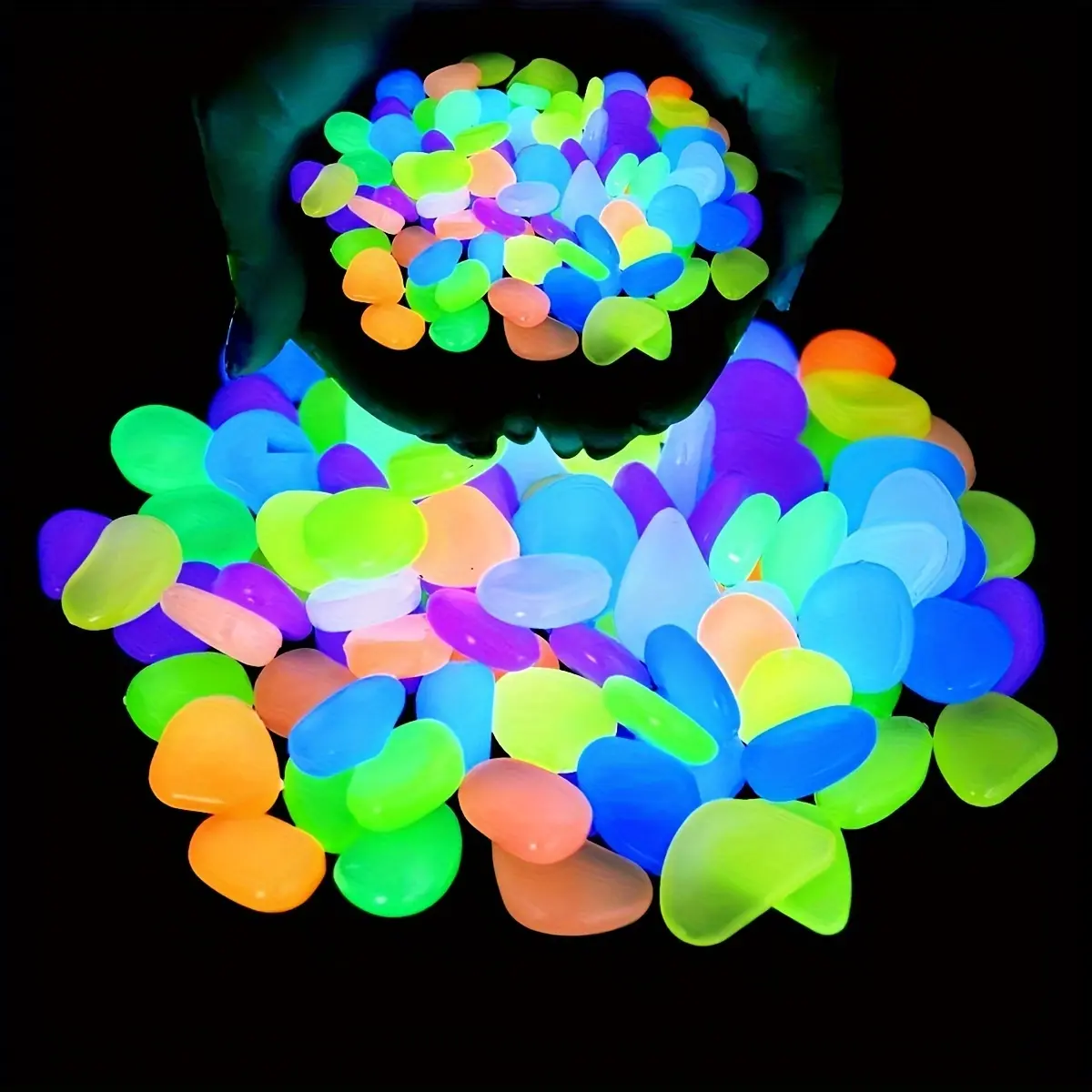 1200pcs Luminous Garden Stones, Vibrant Glowing Plastic Stakes for Pathway, Space & Garden Decor, Metal Art Display Accessories, Light, Decorative Stones, Outdoor Garden Accessory, Garden Supplies