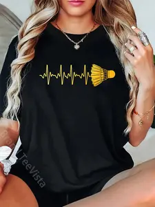 100% Cotton Badminton Art for Men Women Badminton Lover Badminton Player T-Shirt