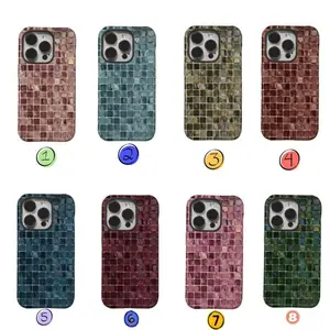 Glass Mosaic Tiles Faux Stained Glass Collection Two-In-One Film Case - Durable, Shock-Absorbing, and Trendy Protection - for iPhone17 16, 15, 14, 13, 12 Plus, Pro, Max, and Samsung S25-22 Perfect Birthday Gift for Friends