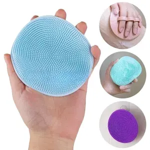 Silicone Bath Brush, Soft Bristle Exfoliating Shower Scrubber, Non-Slip Bathroom Cleaning Tool with Finger Cots, Body Massage Gadget