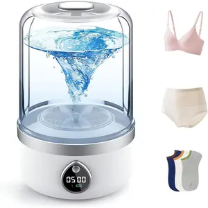 1.5L Rechargeable Cordless Underwear Washer - Portable Mini Washing Machine with Transparent Lid, Makeup Mode, Small Space Organizer for Socks, Baby Clothes in Camping, Closets, Bathrooms, Apartments