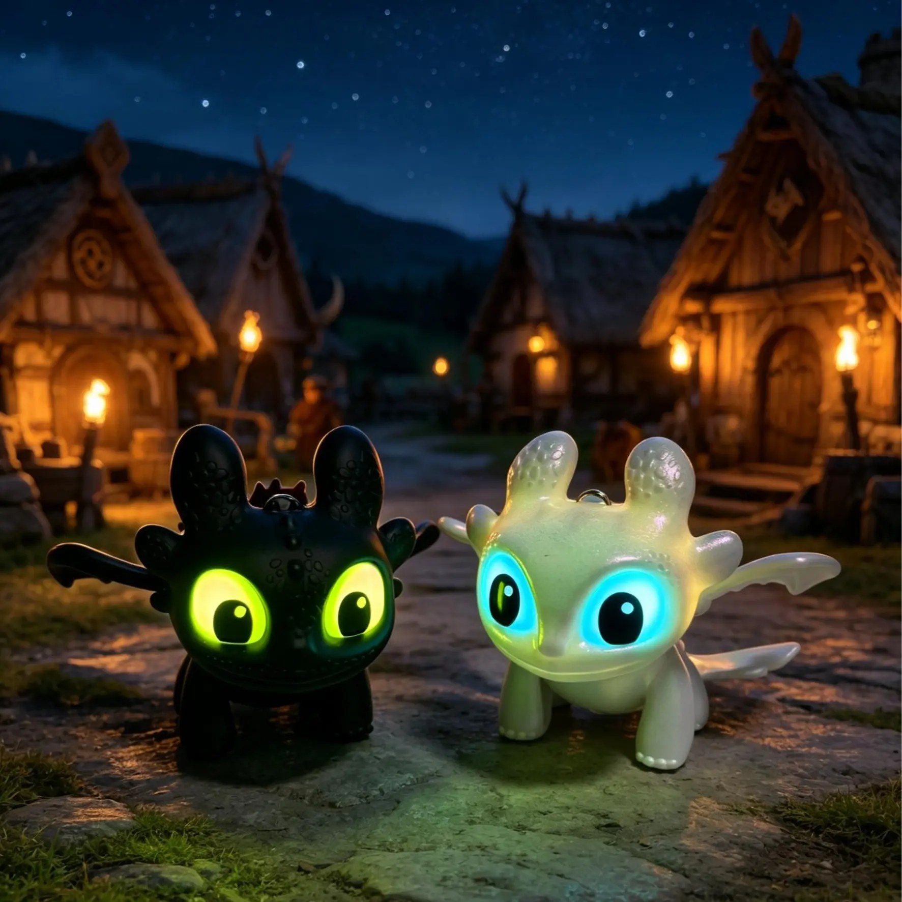 Toothless Desk Decor Ornaments Light Fury Dragon Keychain Eyes Dynamic Glow How Totrain Your Dragon Creative Cool Decoration for Bag Hangers Car Ornament Desktop and Keychain Decor, Unique Fun Gifts Key Accessories