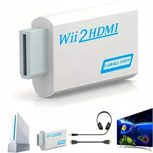Wii to HDMI Converter 1080P for Full HD Device, Wii HDMI Adapter with 3,5mm Audio Jack&HDMI Output Compatible with Wii, Wii U, HDTV, Monitor-Supports All Wii Display Modes 720P