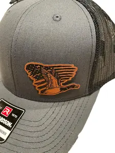 Patriotic Duck Hat Richardson 112 Leather Patch Duck Hunter Hat. trucker hat