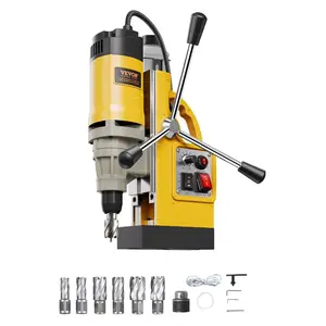 fathersdaygift VEVOR Magnetic Drill, 1450W Motor 2 in Boring Diameter, 2878 lbf Electric Mag Drill Press, with 6 Coring Bits, Variable Speed, Drilling Machine for Metal Surface, Home Improvement Industry, Yellow