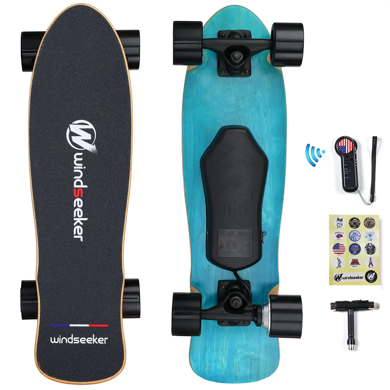 WINDSEEKER H2S-01A Electric Skateboard with Carving Truck Technology, 350W Motor, 12.4 mph Max Speed, 5.5+ mi Range, 1-Year Warranty - Ideal Gift for Teens & Adults, Outdoor Ride-on Toy, Skateboards, 3 Smart Speeds
