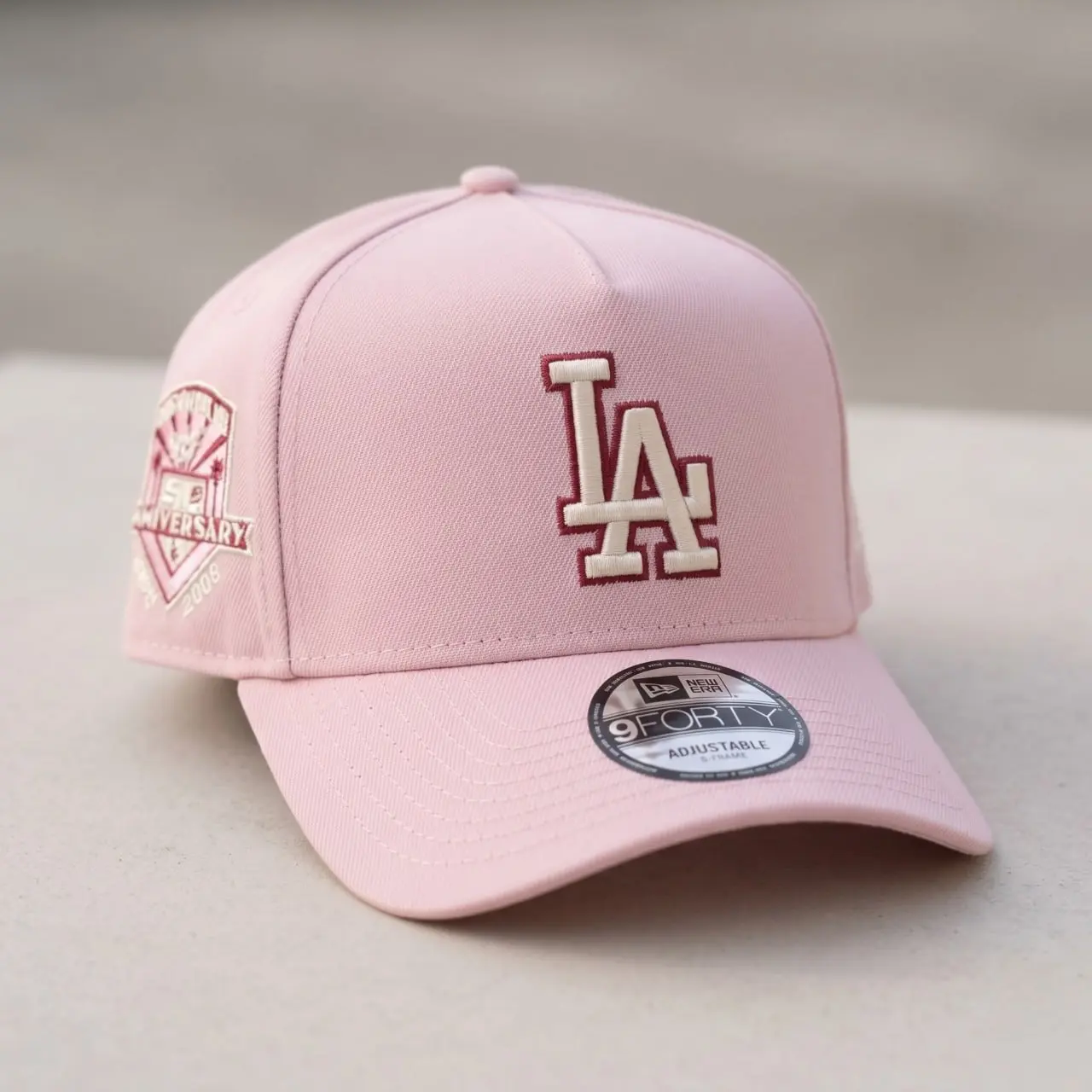 New Era Los Angeles Dodgers PINK Scarlet Adjustable Baseball Cap LA Logo Anniversary Side Patch Unisex Streetwear Hat
