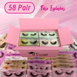 BTllssh 58 Pairs Lashes Bulk Wholesale Fake Eyelashes 3D Lashes Pack Natural Makeup Cosmetic False Eyelashes