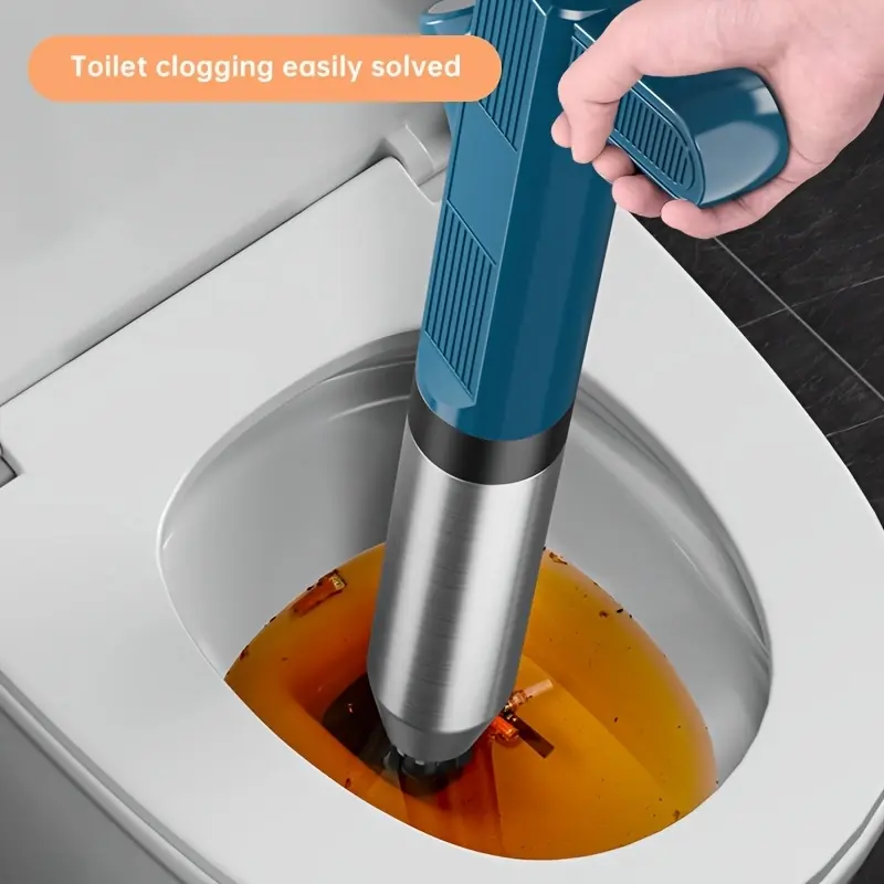 Drainage Unclogger, Toilet Drain Plug Set, Stainless Steel High-Pressure Pneumatic Drain Gun With Visible Pressure Gauge, Suitable For Bathroom And Kitchen Floor Drains