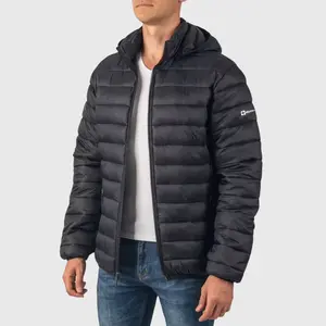Alpine Swiss Men’s Lightweight Puffer Jacket with Removable Hood | Milo Winter Coat Packable Water-Resistant Down Alternative Bubble Jacket BLK L