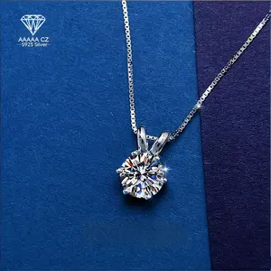[Trendy Moissanite Pendant] 1 Carat Moissanite Pendant Necklace - 925 Silver, Trendy, Elegant, Versatile - Women's Birthday Gift, Daily, Vacation, Party, Valentine's Day, Teacher's Day, Christmas, Halloween, Wedding Anniversary, Shining Jewelry,