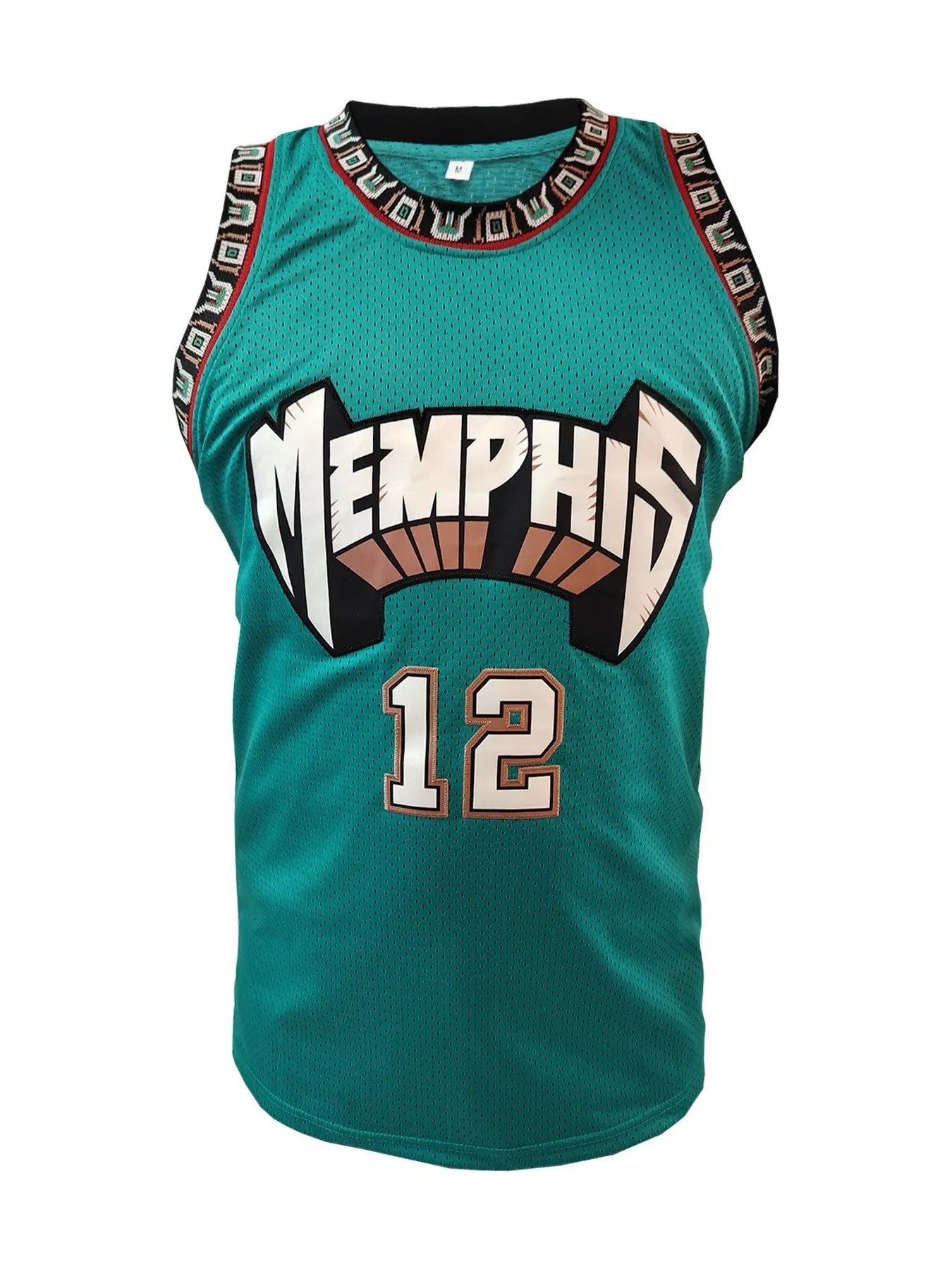 Memphis #12 Vintage Throwback Basketball Jersey, Men's Retro Teal Embroidered Mesh Basketball Shirt, 90s Classic Apparel for Basketball Fans Sports Clothing