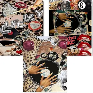 5D DIY Full Drill Diamond Painting Kit 3-Piece Set Y2K Leopard Print DJ Collage Art Craft for Girls Teens Room Wall Decor