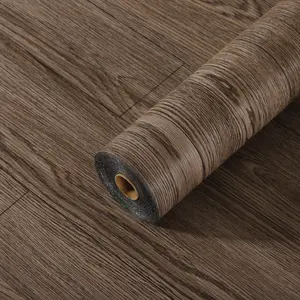 Self-Adhesive Wood Grain Pattern Wallpaper and Floor Stickers, Easy DIY Peel and Stick, 40x300 Cm, Waterproof, Durable Pvc Material and Durable Wall and Floor Decor