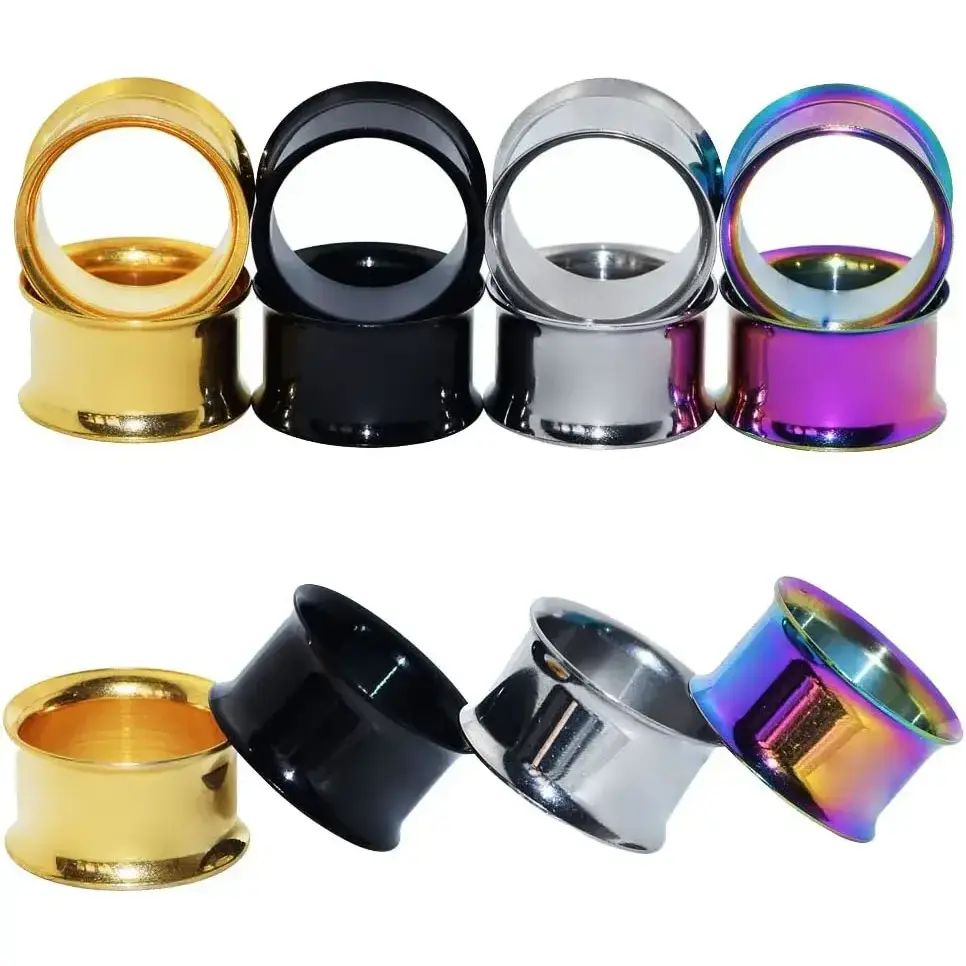 Unisex Organic Stone & Stainless Steel Double Flare Ear Tunnels - Stretching Plugs, Ear Gauges Piercing Jewelry, 00g-5/8 in Sizes (8g,4g Included; 8pcs or 18pcs Sets) - Gift Ideas, 6G, 2G