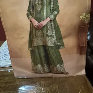 Indian beautiful embroidered party wear /shirt, palazzo & dupatta