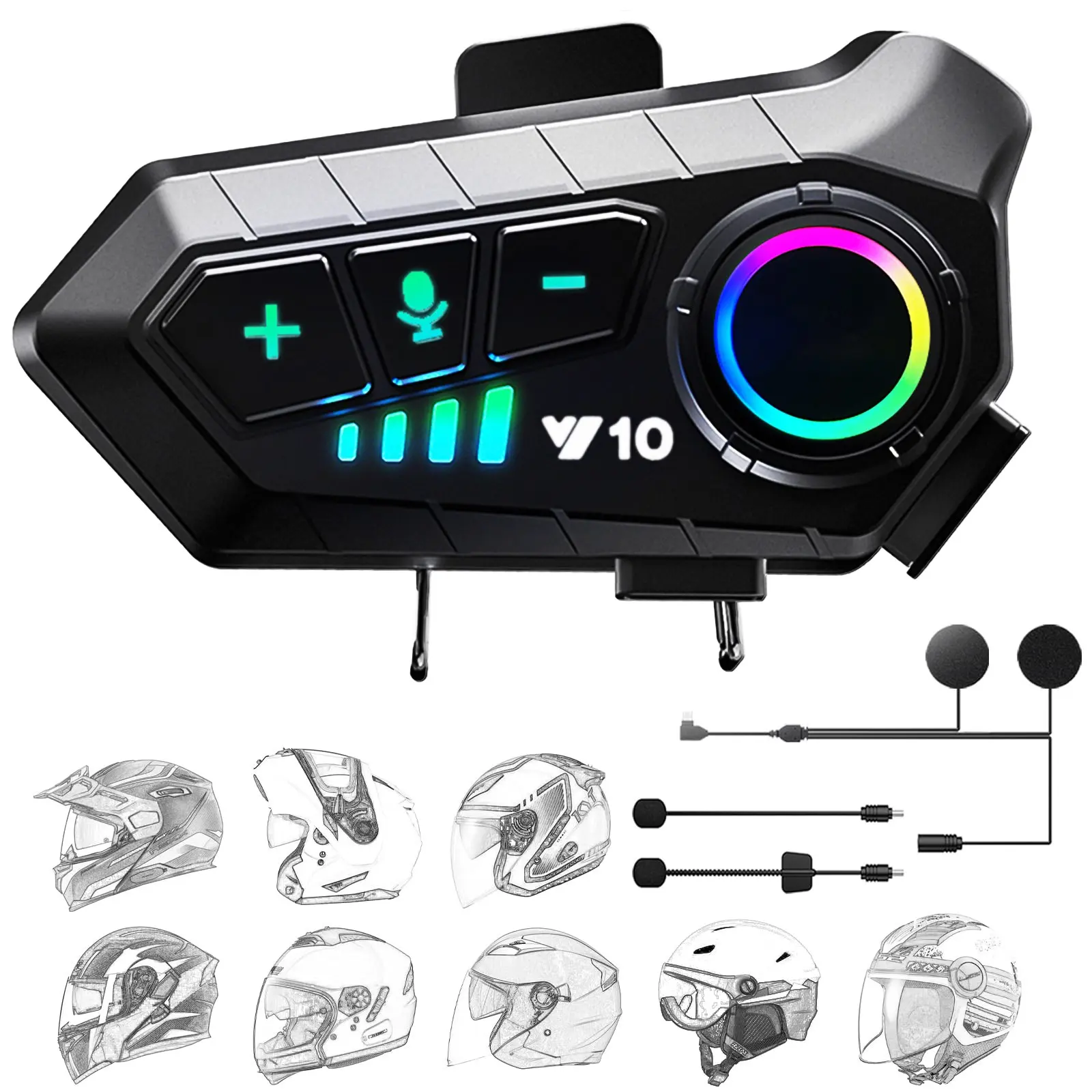 New Motorcycle Helmet Headphones, Motorcycle Accessory, Bluetooth-compatible Hands-Free, Noise-Canceling, Rechargeable, Waterproof Ipx6, Long Battery Life, Suitable for All Helmets