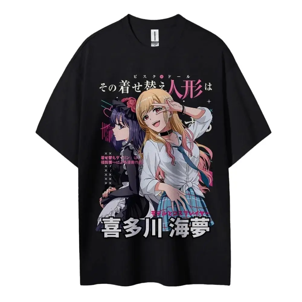 Men's Classic Graphic T-Shirt, Aesthetic My Dress-Up Darling Anime Print, Soft 100% Cotton Unisex Shortsleeve Streetwear Top