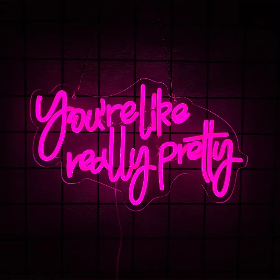 You're Like Really Pretty Neon Sign,Led Sign,Pink Led Neon Light for Wall Decor,Neon Signs for Wall Decor,Light Sign for Wedding,USB Neon Sign for Bedroom,Home Decor