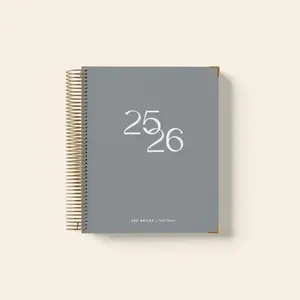 2025-2026 Weekly and monthly academic year plan calendar, 8.5 "x 11", flexible cover, line rebound, laminated label, silver metal