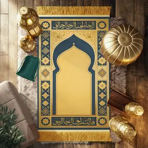 Mihrab arch Portable Prayer Mat With Storage Bag Islamic Sajjadah Ramadan Arab style (144) Non-Slip Praying Mat, Fringe Prayer Mat Islamic Prayer Essential, Ramadan Gift, Suitable for Spirit, Muslim Prayer Rug