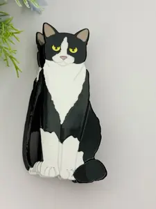 Tuxedo Cat Double-Sided Hair Clip, Durable Plastic Cute Cat Hair Accessory, Perfect Gift for Cat Lovers, Cat Moms & Besties